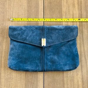 Blue Suede Envelope Clutch - Women